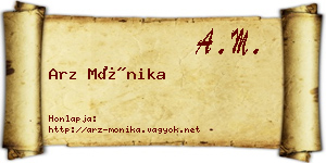 Arz Mónika névjegykártya
